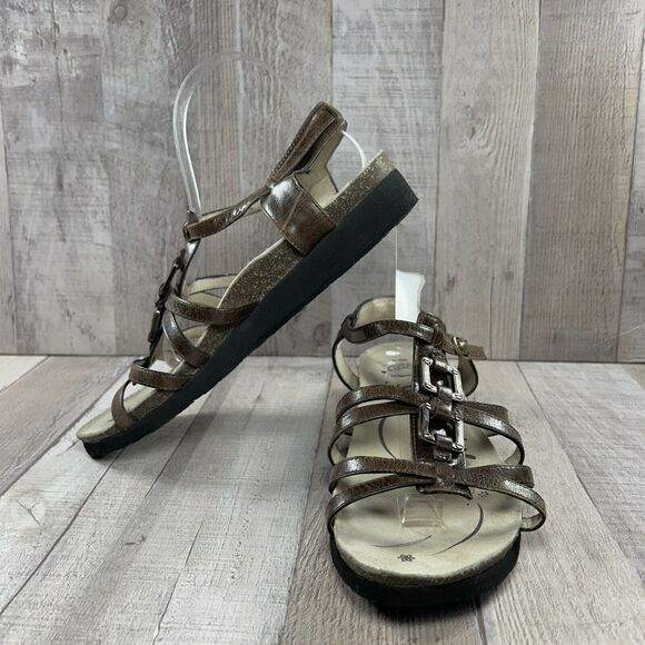 Abeo Biosystem Women's Strappy Sandal Leather Ankle Strap Buckle Brown Size 10 - Picture 2 of 15